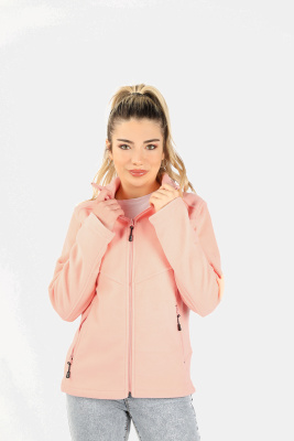 Kadın Balıkçı Fermuarlı Sweatshirt Pembe - Thumbnail