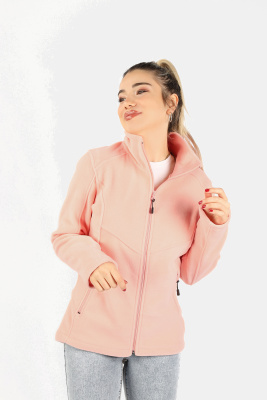 Kadın Balıkçı Fermuarlı Sweatshirt Pembe - Thumbnail