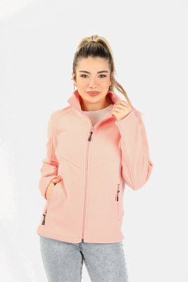 Kadın Balıkçı Fermuarlı Sweatshirt Pembe - Thumbnail