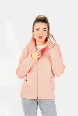 Kadın Balıkçı Fermuarlı Sweatshirt Pembe - Thumbnail