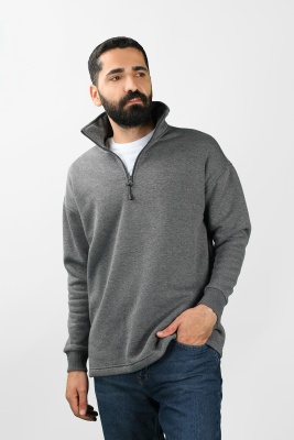 Unisex Balıkçı Yaka Antrasit Sweatshirt - Thumbnail