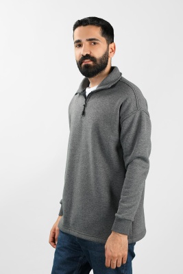 Unisex Balıkçı Yaka Antrasit Sweatshirt - Thumbnail